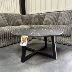 Round Coffee Table w/ Faux Marble Top