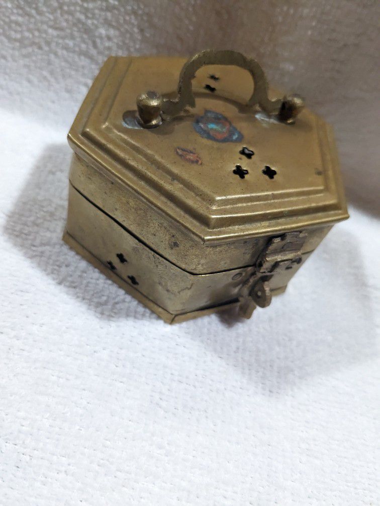 Vintage Brass Cricket Box Incense Holder 