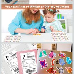 2"x 4" (100 Sheets) Address Labels, Labels Sticker Paper for Laser/Ink Jet Printer, Printable and Writable White Sticker Labels- Matte, 10 per Page La