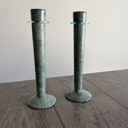 Green Marble Candle Holders