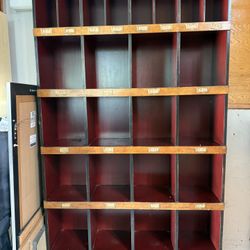 Early 85” Rejuvenation Hardware Cubby Bookshelf Cabinet 