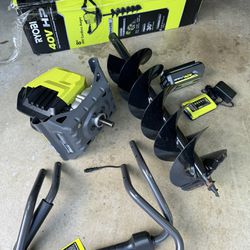 Ryobi 40V HP Brushless Cordless Earth Auger Powerhead with 8 in. Bit with 4.0 Ah Battery and Charger