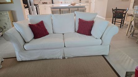 White Denim Sofa and Loveseat
