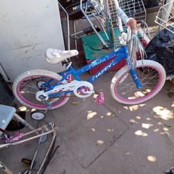 Youth Girl Bike With Training Wheels Has Flat Tires