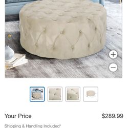 Round Beige Ottoman 