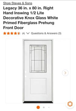 Steves & Sons 36x80 Fiberglass Prehung Front Door