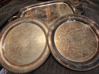 3 Beautifully Detailed Silver Plated Serving Platters