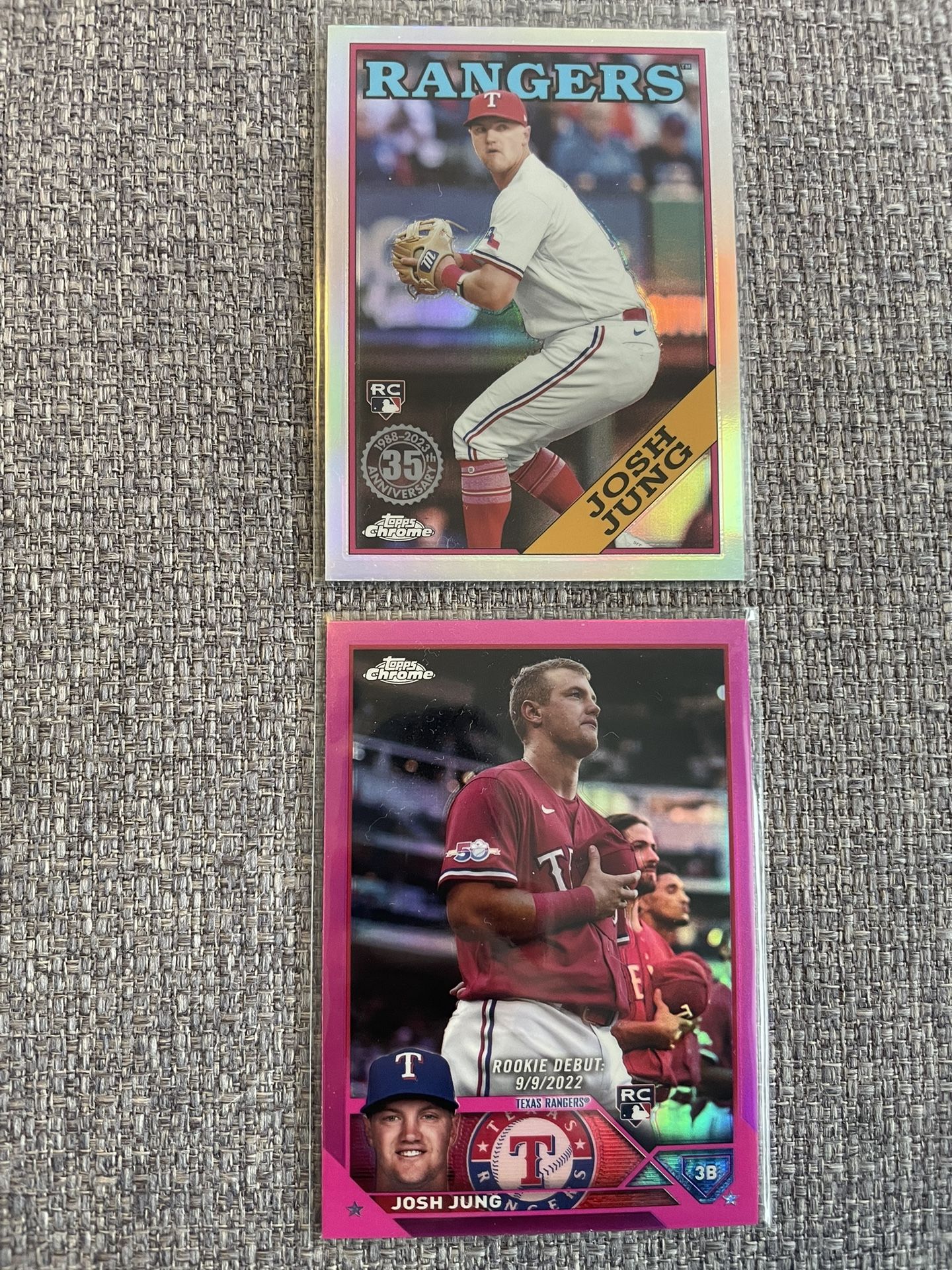 Josh Jung Silver and Pink chrome Rookie Cards