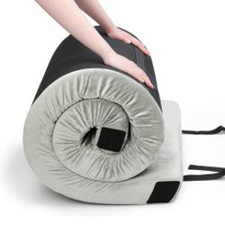 Willpo CertiPUR-US Memory Foam Camping Mattress Portable Sleeping Pad Floor Guest Bed Lightweight Outdoor Tent Mattress Removable Waterproof Cover Tra