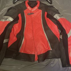 Sedici Red leather motorcycle jacket