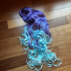 Unique Purple and Blue Very Long Wig Halloween Costume