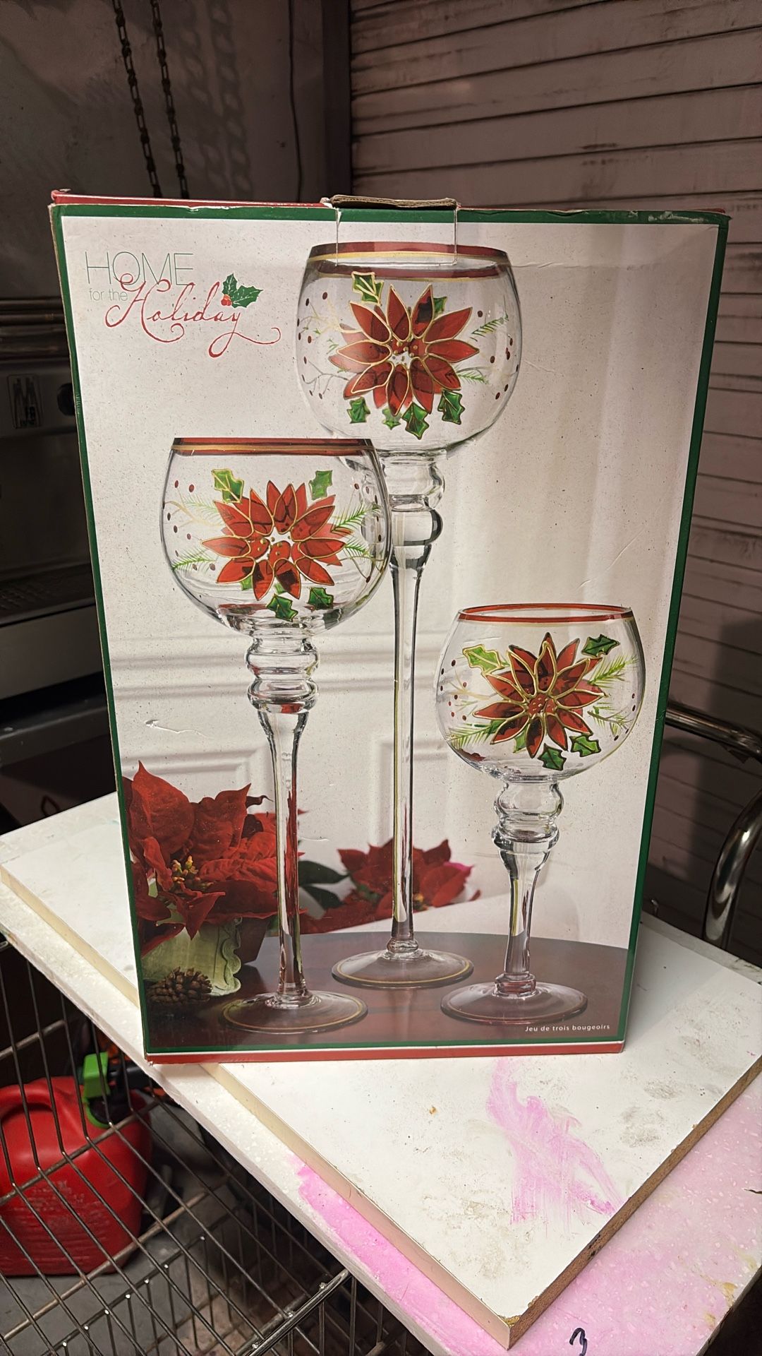 Home Holiday Set Of Three Candles Holders