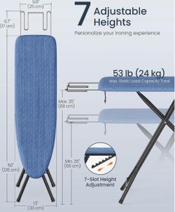 SONGMICS Ironing Board Foldable w/ Iron Rest & w/ Ajustable Height - Blue