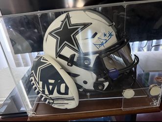 Dak Prescott Signed Dallas Cowboys Helmet – Beckett Witnessed + Display Case