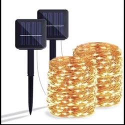 (2 pack 66 ft)Solar String Lights Outdoor 100LEDs Solar Fairy Lights Warm White 8 Modes Waterproof Starbright Solar Light for Christmas, Garden, Yard,
