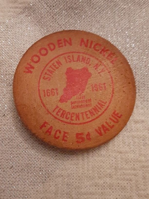 REDUCED PRICE $5.00 1961 STATEN ISLAND TERCENTENNIAL WOODEN NICKEL