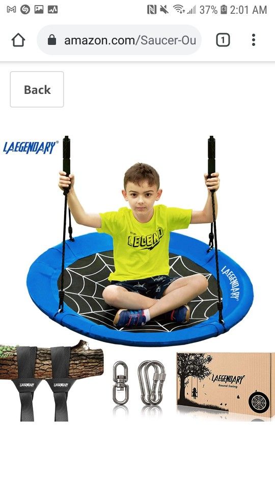 Laegenoary - 40 Inch Flying Saucer Tree Swing for Kids