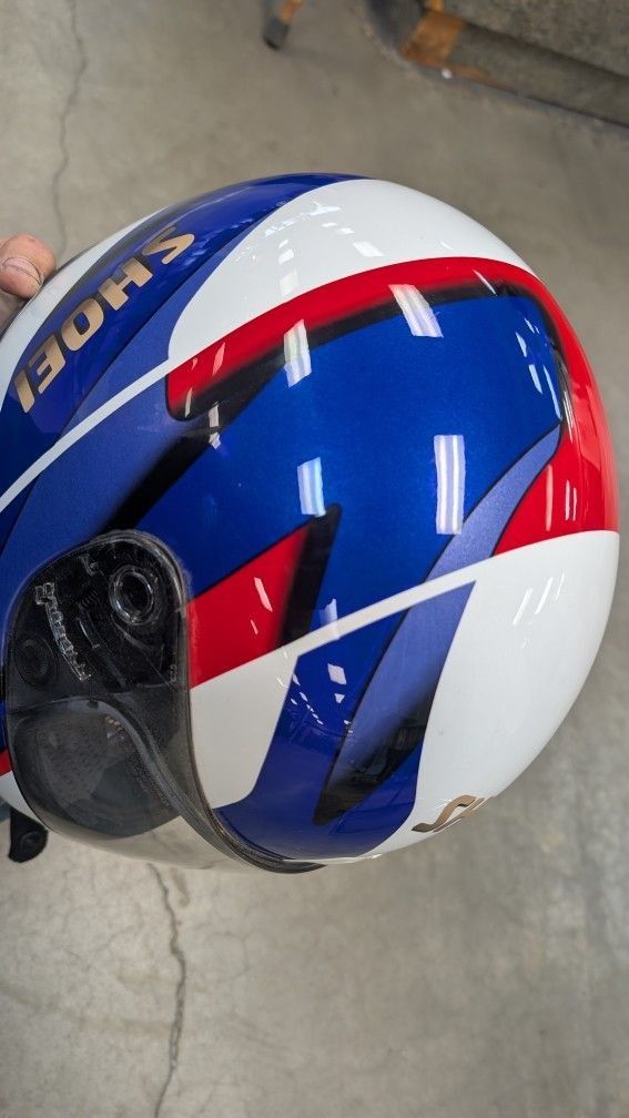 Vintage Shoei Motorcycle Helmet 90s Retro Like Wayne Rainey Motor Cycle Med/ Large Red White Blue Vintage Shoei Motorcycle Helmet 90s Retro Like Wayne Rainey Motor Cycle Med/ Large Red White Blue