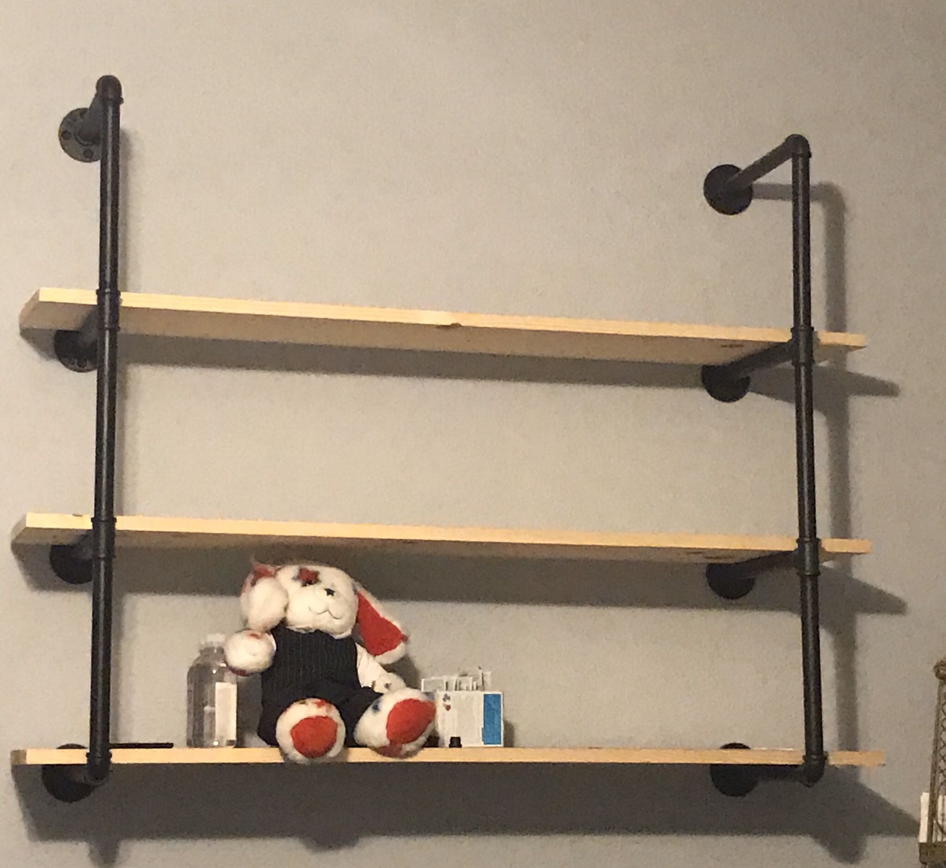 Industrial Pipe Shelf Kit Hanging Bookshelf for Wall Open Pipe Shelving Black (4 Tiers) for Sale