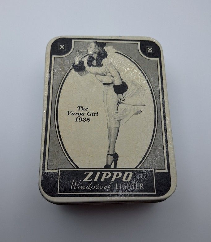 1935 Varga Girl Zippo Lighter and Tin