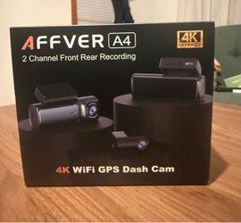 Affver A4 4K+2.5K Dual Dash Cam (Front & Rear) + 64GB Card & 5G WiFi - New