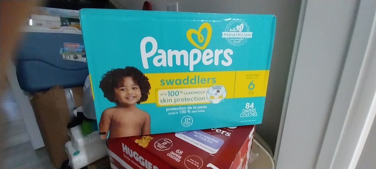PAMPERS SWADDLERS SIZE 6 $38 
