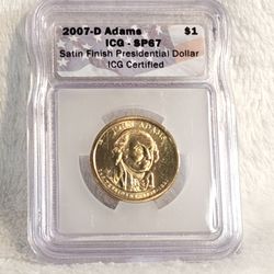 #583 Satin SP 2007 D Adams Dollar Coin 