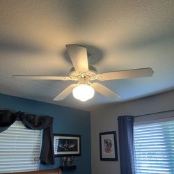 White 52” Ceiling Fan With Light