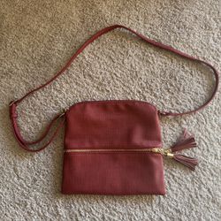 Deluxity Lightweight Medium Lady Crossbody Bag with Tassel-Red