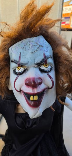 IT Pennywise The Dancing Clown Latex Mask with Faux Hair