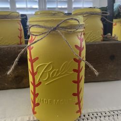 Softball Mason Jars