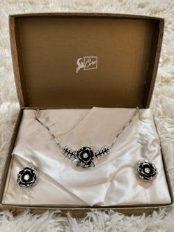 Vintage Coro Rhinestone Necklace and Earring Set