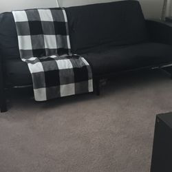 Full Size Futon Sofa Bed With Wood Sides And Mattress 