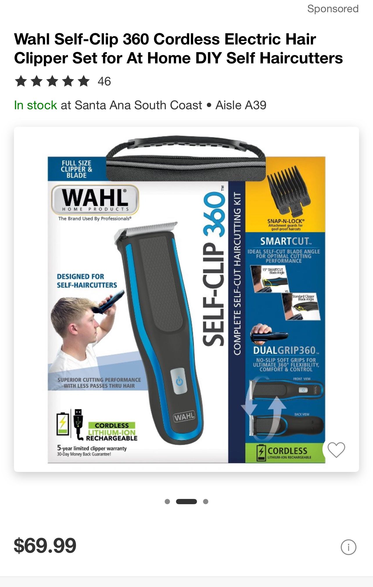 Wahl Self-Clip 360 Cordless Dual Grip Hair Clipper Kit.