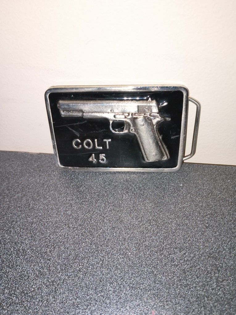 Vintage Embossed Colt 45 Belt Buckle Rare