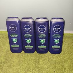 4 Nivea Men Maximum Hydration 3in1 Bodywash Aloe Vera Refreshes & Cleanses 16.9oz 