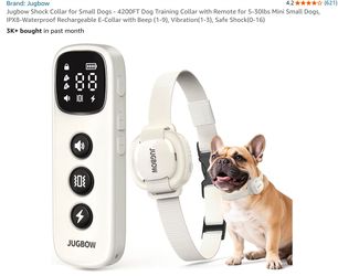Jugbow Shock Collar for Small Dogs - 4200FT Dog Training Collar with Remote for 5-30lbs Mini Small Dogs, IPX8-Waterproof Rechargeable E-Collar with Be