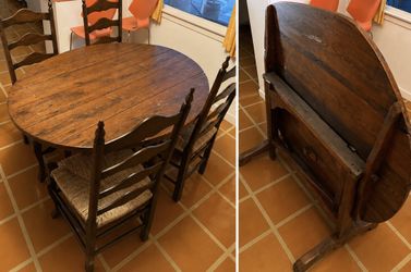 Very rare vertically folding antique dining table