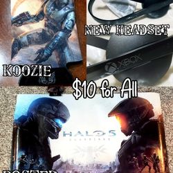New Xbox Headset & Halo Koozie and Poster $10 for All 