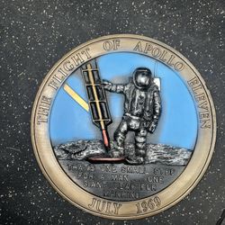 The Flight Of Apollo Eleven Plaster Plaque - 1969 - 15”