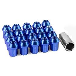 20Pcs M12 x 1.5 25mmOD/35mm Height Close End Lug Nuts w/Deep Drive Extension Adapter, Blue