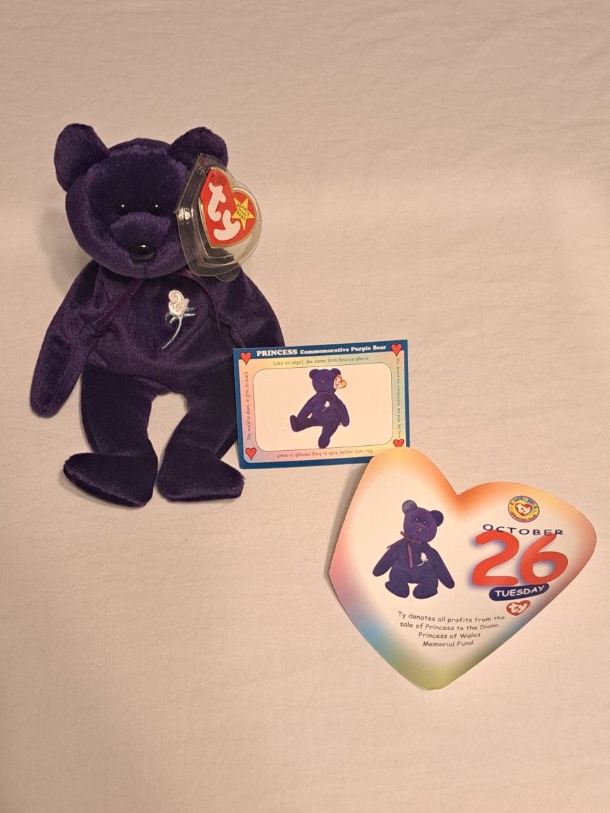 Ty Beanie Baby Princess Purple Bear