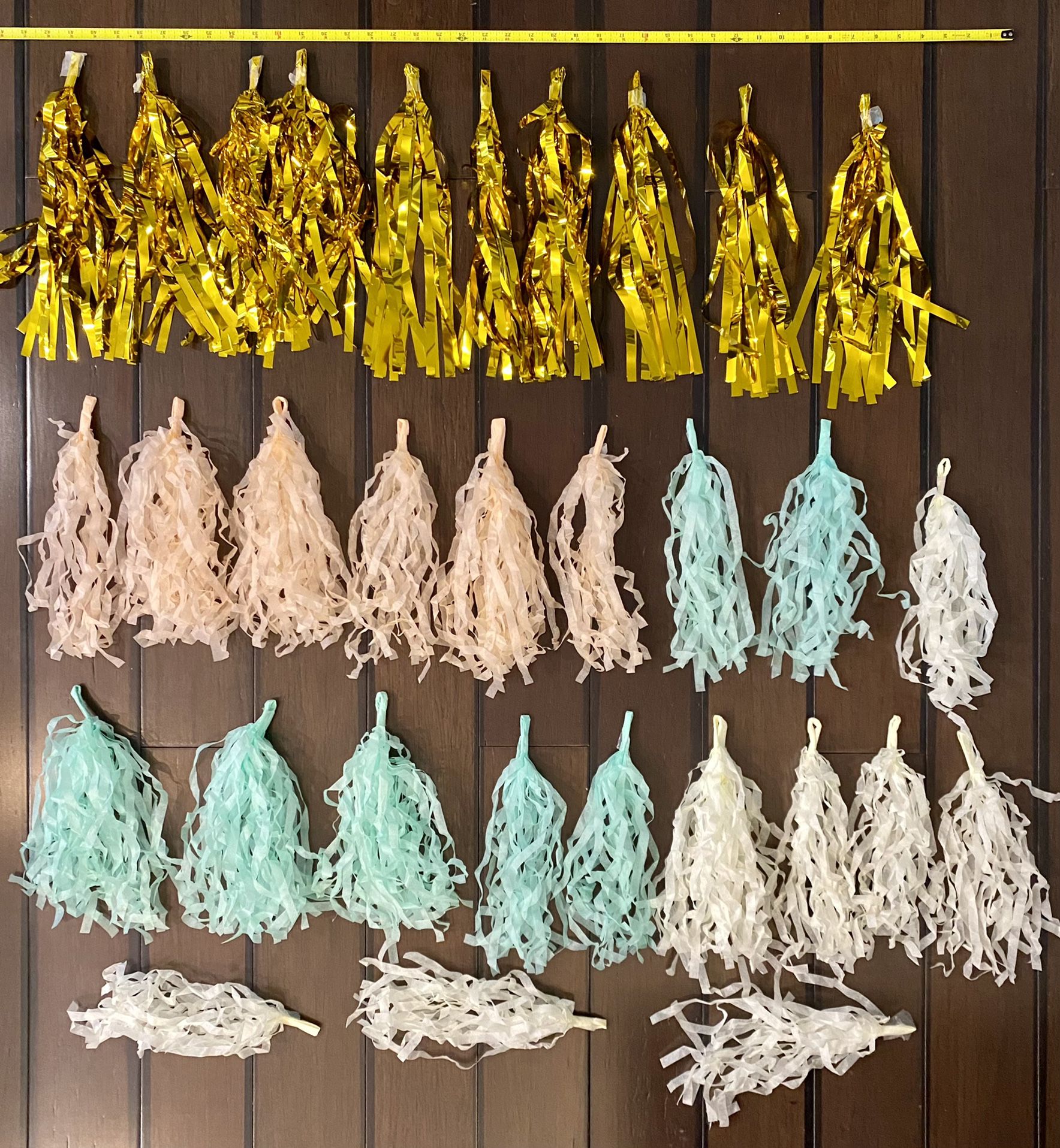 Tissue paper tassels multi color! 31 pieces  Great For Floral Spring Themed Party Already Made!