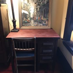 Nice Vintage Wood Desk With Chair. Height Is  31 X24  Wide Is 36
