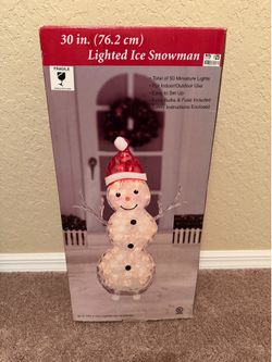 Like New in Box Electric 30 Inches Tall Light Up Snowman Christmas Holiday Decoration