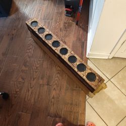 Heavy Wood And Metal Candle Holder