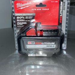 New Milwaukee Battery M18 Red Lithium- High Output C 6.0ah- Pick Up Only 