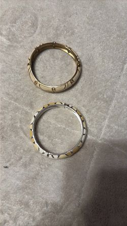 Two-Tone Enamel Bangle Bracelets Set of 2