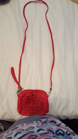 Red cross body small purse.