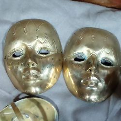 Vintage Brass Decorative Mask 